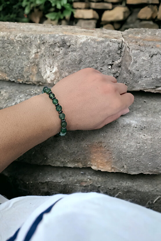 Yeşil Akik Taşı Ametist Taşı Doğal Taş Bileklik Çakra Taşı Nazar Koruyucu Taş