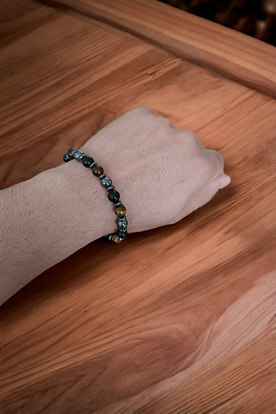 Kaplan Gözü Taşı Hematit Taşı Oniks Taşı Bileklik Doğal Taş Bileklik Cesaret Bileklik Güç Bileklik