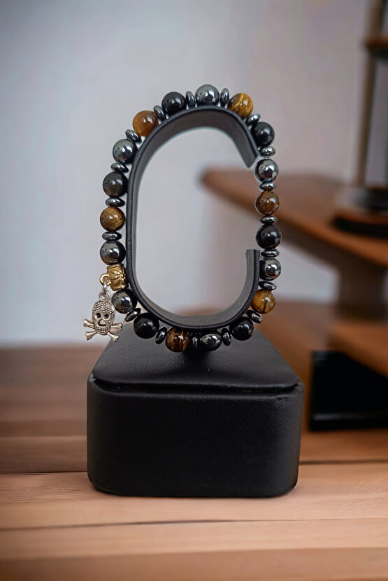 Kaplan Gözü Taşı Hematit Taşı Oniks Taşı Bileklik Doğal Taş Bileklik Cesaret Bileklik Güç Bileklik