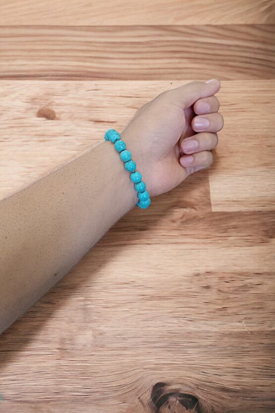 Turkuaz Firuze Taşı 10 mm Büyük Boy Kaliteli Orijianal Doğal Taş Bileklik