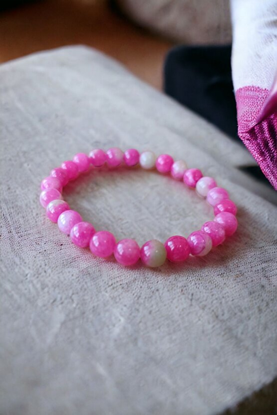 Ceyt Taşı Bileklik Pembe Bileklik Kadın Bileklik Renkli Bileklik Gençlik Taşı İmparator Taşı