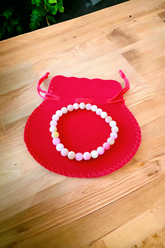 Ceyt Taşı Bileklik Açık Pembe Bileklik Kadın Bileklik Renkli Bileklik Gençlik Taşı İmparator Taşı