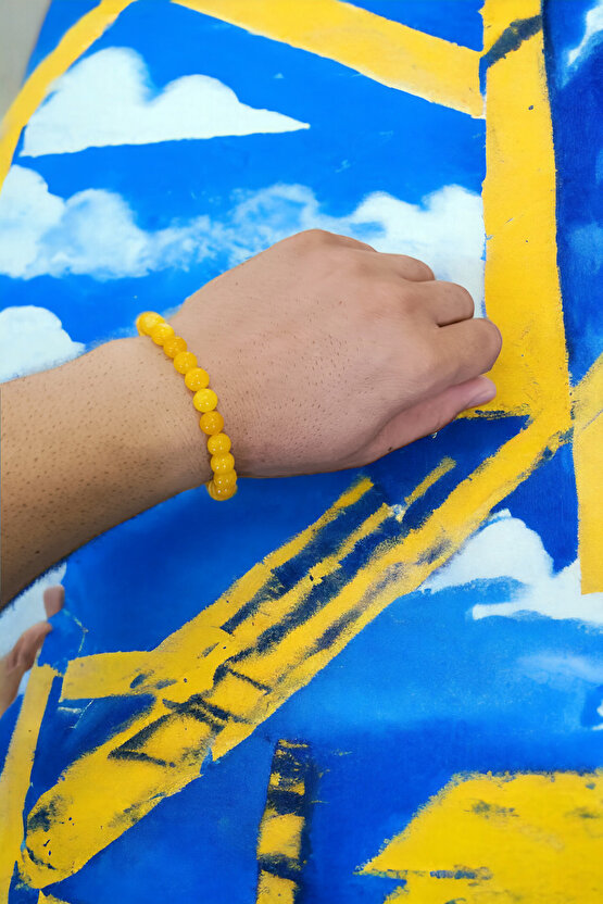 Ceyt Taşı Bileklik Sarı Bileklik Kadın Bileklik Renkli Bileklik Gençlik Taşı İmparator Taşı