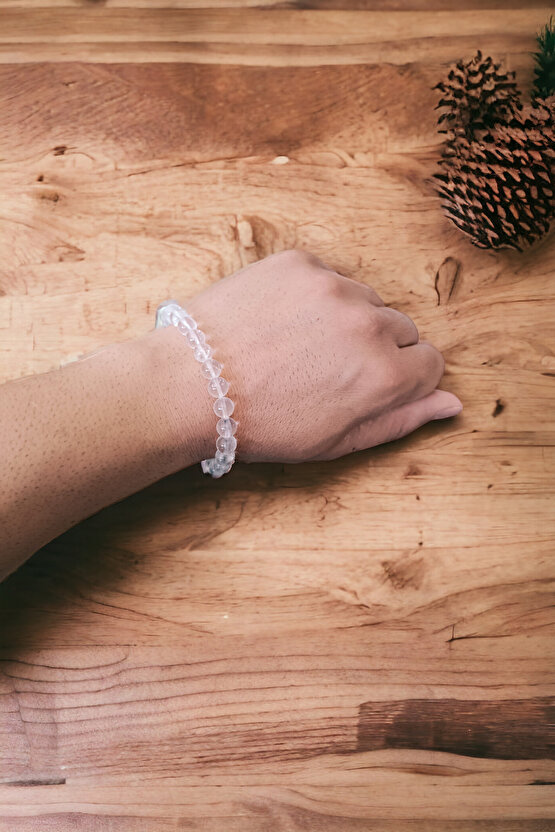 Kristal Kuvars Orijinal Gerçek Doğal Taş Bileklik Şeffaf Gerçek Doğal Taş Bileklik