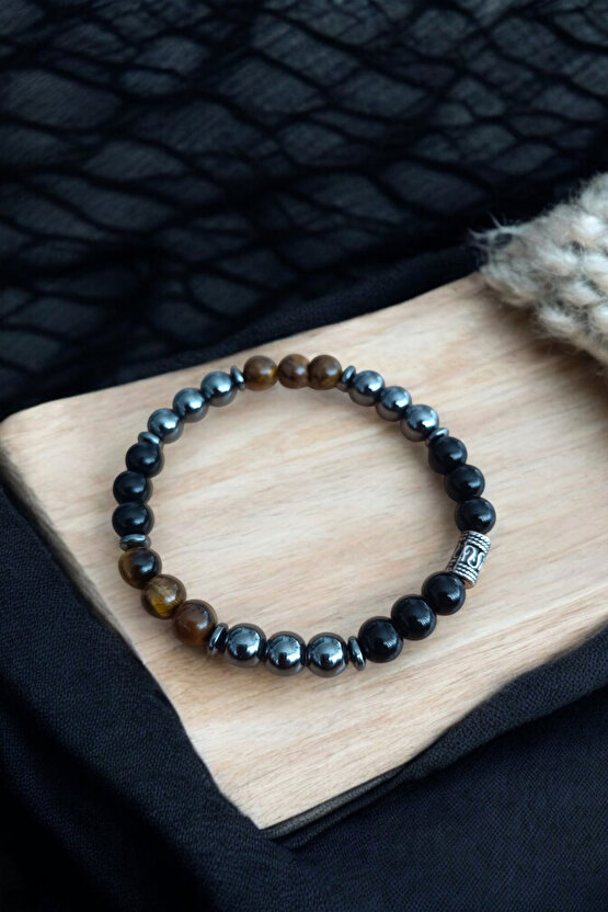 Kaplan Gözü Bileklik Hematit Bileklik Oniks Bileklik Orijinal Gerçek Taş Bileklik