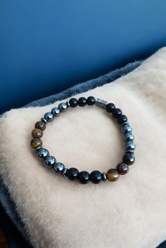 Kaplan Gözü Bileklik Hematit Bileklik Oniks Bileklik Orijinal Gerçek Taş Bileklik