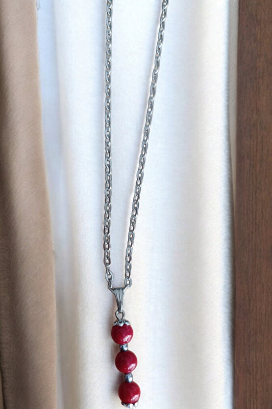 Mercan kolye Mercan Taşı Kolye doğal taş kolye zincirli kadın kolye hediyelik kolye 6mm