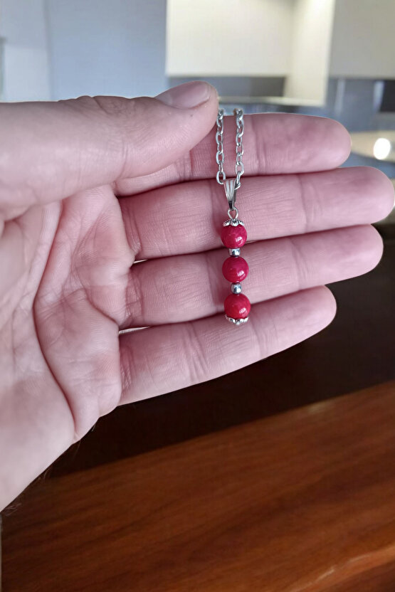 Mercan kolye Mercan Taşı Kolye doğal taş kolye zincirli kadın kolye hediyelik kolye 6mm