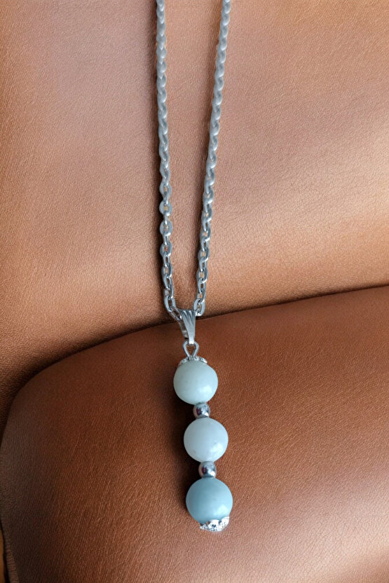 Amazonit Taşı kolye Amazonit Kolye doğal taş kolye zincirli kadın kolye hediyelik kolye