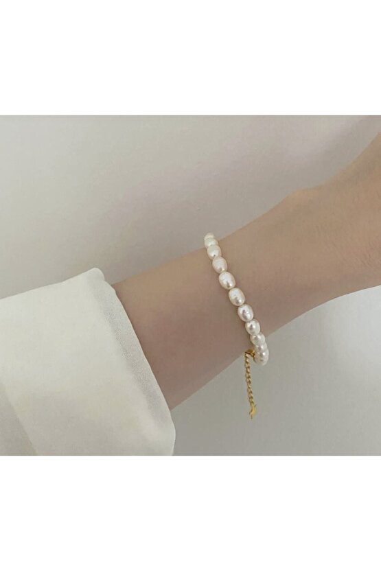 Gerçek Inci Kolye Bileklik Küpe Seti