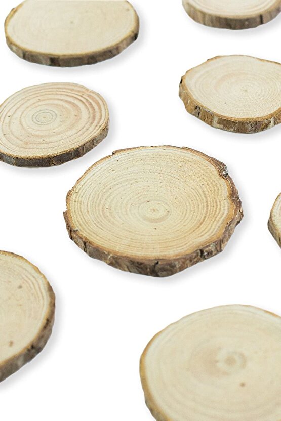 Etkinlik Süsleri (5-8cm, 20 Adet) Doğal Renk Ağaç Kabuğu Ahşap Dilimleri Sanat Ve El Sanatları Için