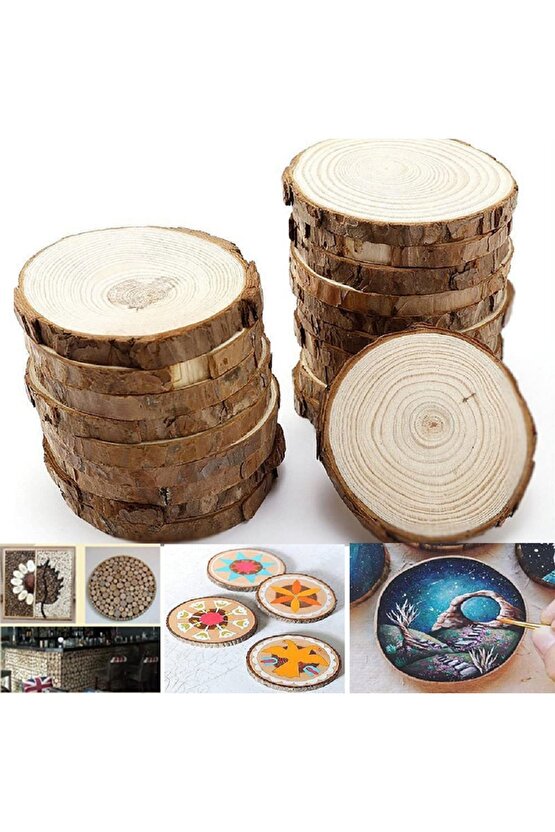 10 Adet Yuvarlak Ahşap 5 - 8cm Halka Ham Ahşap Yonga Dıy El Yapımı Dekorasyon Malzemesi Ahşap