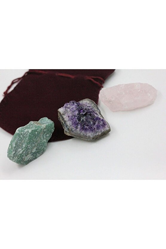 Ametist - Aventurin - Pembe Kuvars Doğal Taş Ham Kütle (3045 Gr) (sertifikalı)