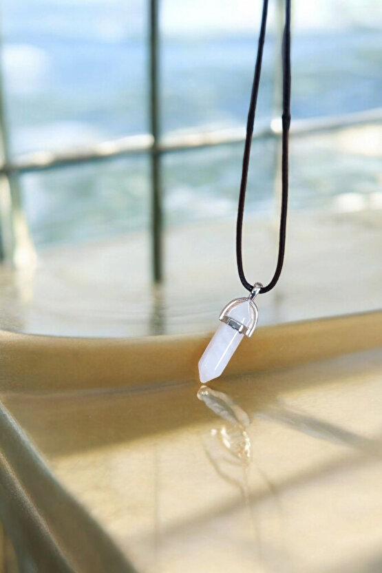 Pembe Kuvars Taşı Doğal Taş Kolye Değerli Taş Kolye Çivi Kesim Kolye Hediyelik Eşya Sevgili Kolye