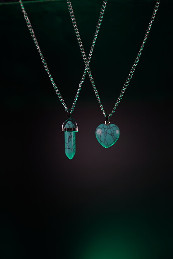 Sevgililere Ve Arkadaşlara Firuze Doğaltaş Kolye Seti