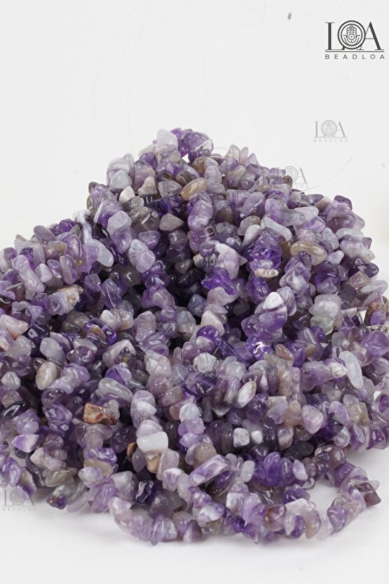 Ametist Doğal Taş - Kolye Bileklik Aksesuarı- Doğal Taş Boncuk- Kırık Taş - 100 Adet