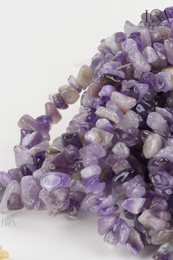 Ametist Doğal Taş - Kolye Bileklik Aksesuarı- Doğal Taş Boncuk- Kırık Taş - 100 Adet