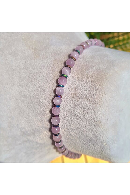 Zirve Kalite Kunzit Doğal Taş Bileklik -5mm- (el Yapımı Tasarım Ürünler)