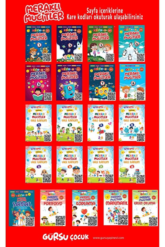 MERAKLI MUCİTLER-ANASINIFI-48 AY- Okul Öncesi ve Değerler Eğitim Akıl Küpü Seti 12 Kitap-GÜRSU ÇOCUK