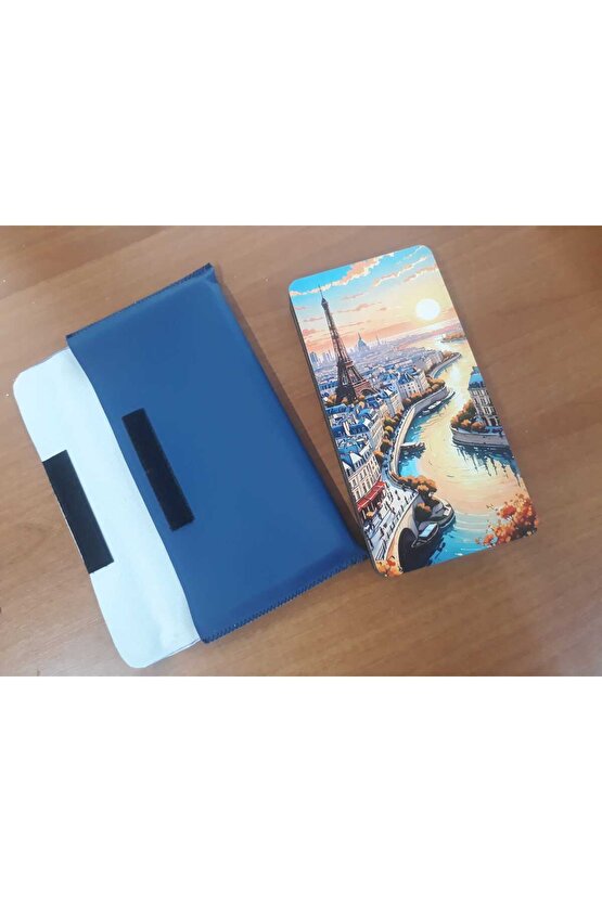 Mini Tavla Seyahat Tavla Cep Tavla 24x24 Özel Deri Kılıflı-EYFEL KULESİ