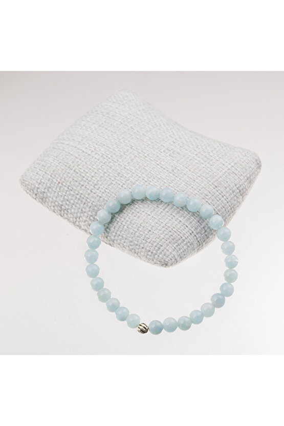 Akuamarin Taşı Gümüş Bilekik-6 mm