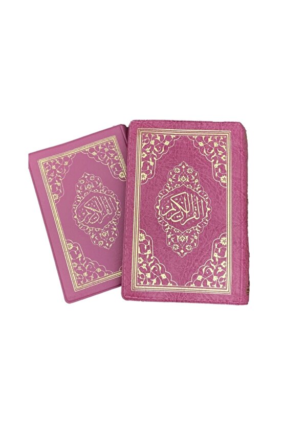 Ayfa Mühürlü Çanta Boy Fermuarlı Kılıflı Kuranı Kerim Pembe ( Ebat : 12 X 16 Cm )