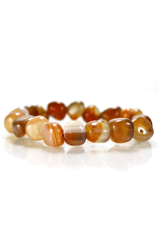 Unisex Turuncu Akik Işlenmemiş Doğal Taş Bileklik