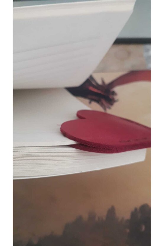 Hakiki Deri El Yapımı Kalpli Kitap Ayracı 3 lü Set