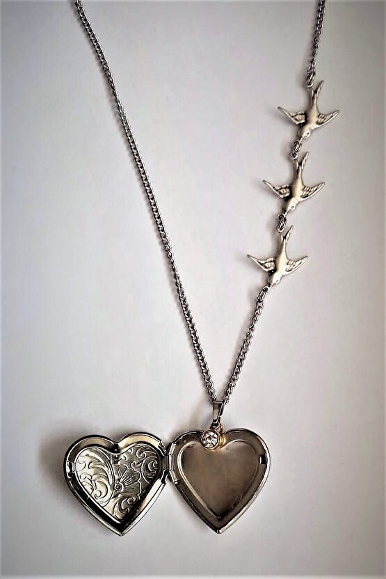 Kuş Cenneti Çelik Madalyon Kolye