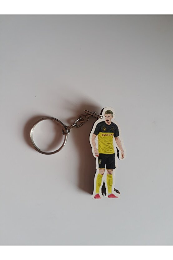 Çift Taraflı Ahşap Haaland Anahtarlık