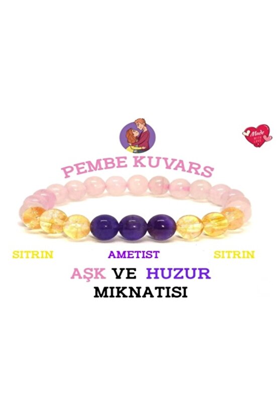 Gerçek Doğal Taş Aşk ve Huzur Mıknatısı Bileklik