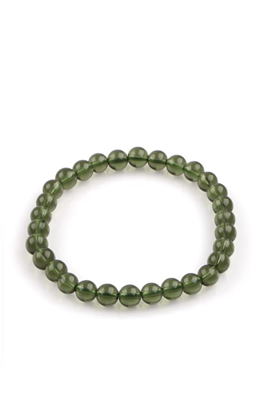 Moldavit Doğal Taş Bileklik 6 mm Küre Kesim