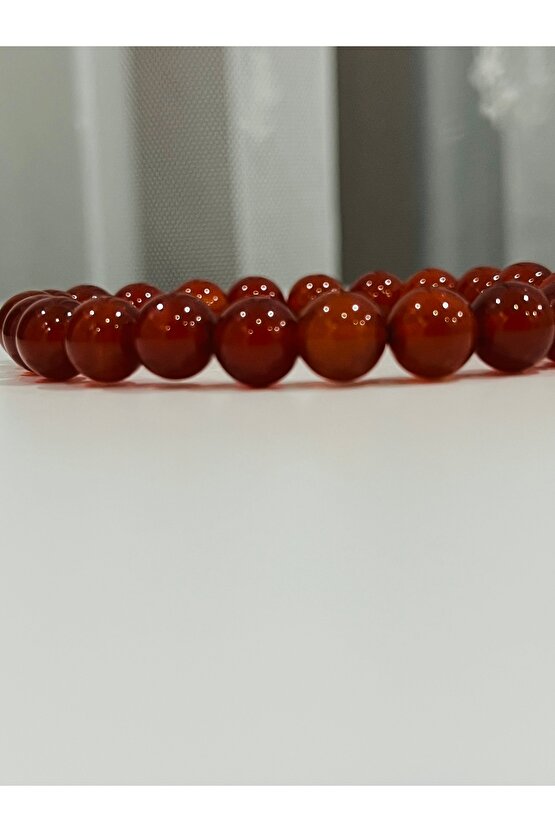 Kırmızı Akik Doğal Taş Bileklik Hediyelik Unisex Bileklik Stres Cesaret ve Odaklanma Taşı