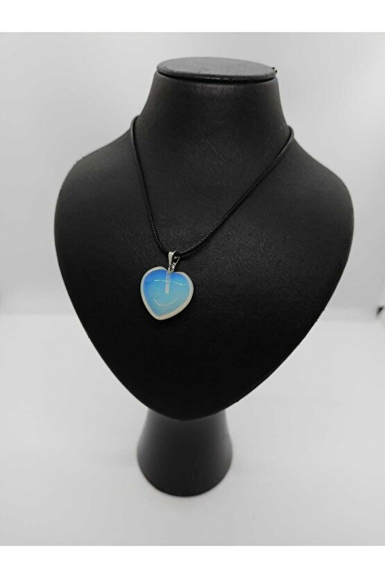 Opal Aytaşı Kolye Kalp Şeklinde Doğaltaş Kolye