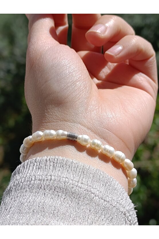 Gerçek inci bileklik 925 ayar gümüş aparatlı zarif tasarım
