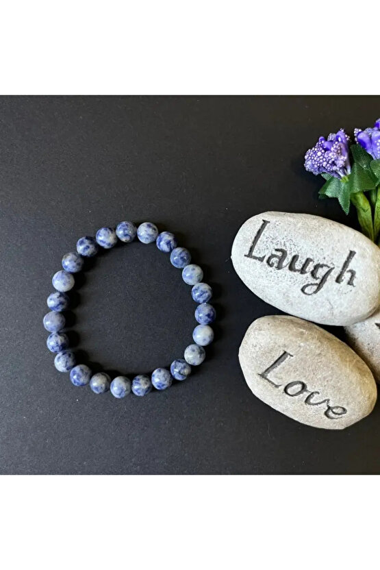 Zihin açıkliği ve odaklanma taşı bileklik – Sodalit -100%100 doğal sertifikalı değerli taş