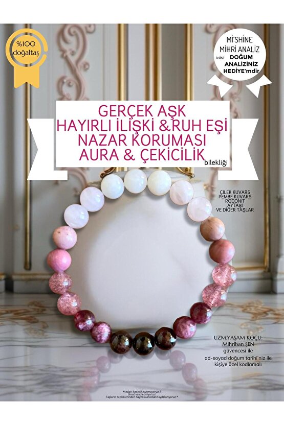 Doğaltaş Gerçek Aşk ve Nazar Koruması Bilekliği