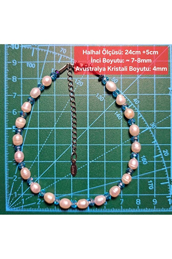 İnci Doğal Taş Halhal - Turkuaz - 1 Adet ( El Yapımı Tasarım Ürünler )