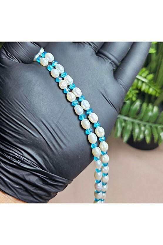 İnci Doğal Taş Halhal - Turkuaz - 1 Adet ( El Yapımı Tasarım Ürünler )