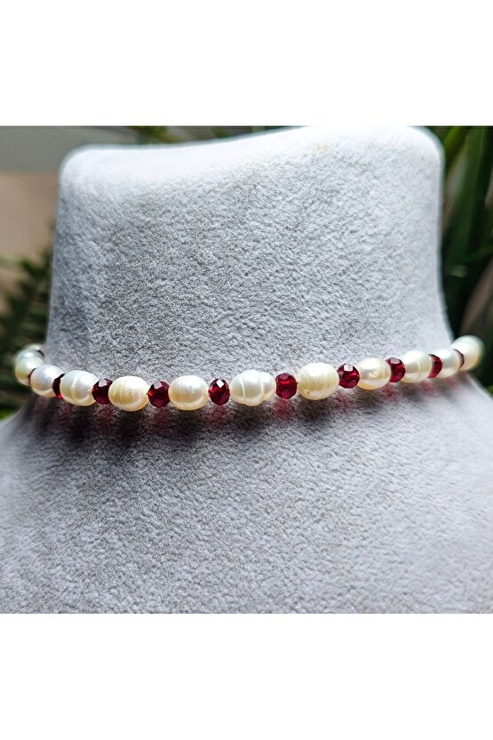 İnci Doğal Taş Halhal - Yakut Kırmızı - 1 Adet ( El Yapımı Tasarım Ürünler )