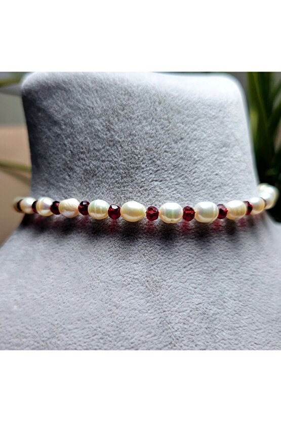 İnci Doğal Taş Halhal - Yakut Kırmızı - 1 Adet ( El Yapımı Tasarım Ürünler )