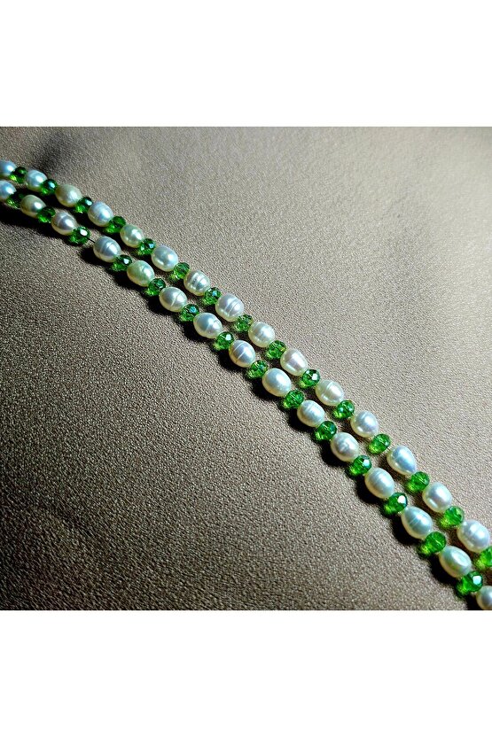 İnci Doğal Taş Halhal - Yeşil - 1 Adet ( El Yapımı Tasarım Ürünler )