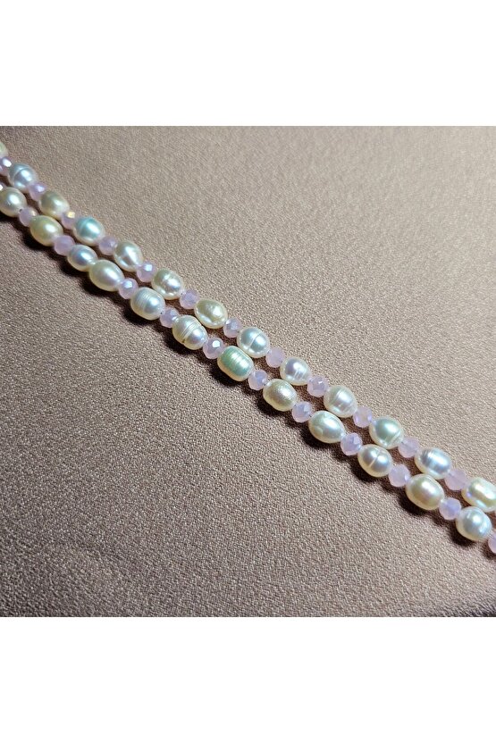 İnci Doğal Taş Halhal - Toz Pembe - 1 Adet ( El Yapımı Tasarım Ürünler )