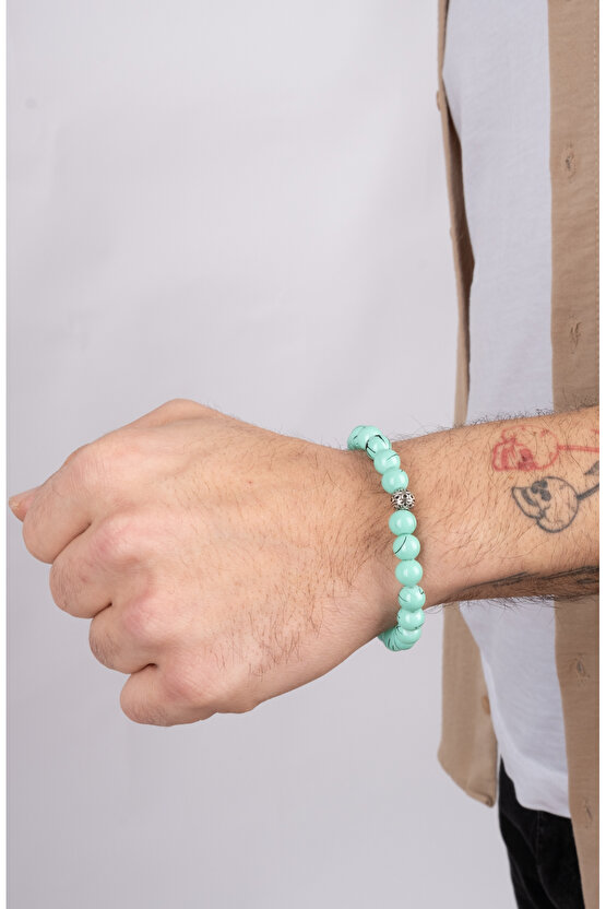 Unisex Turkuaz Doğaltaş Hediyelik Bileklik