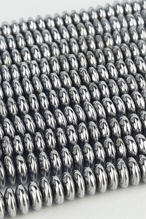 Rondel Kesim Gri Hematit Doğal Taş 6 Mm 1 Dizi Helsinki