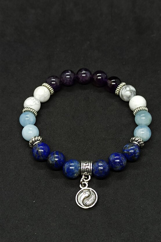 Lapis Lazuli Ve Havlit Karma Doğal Taş Kadın Bileklik Helsinki