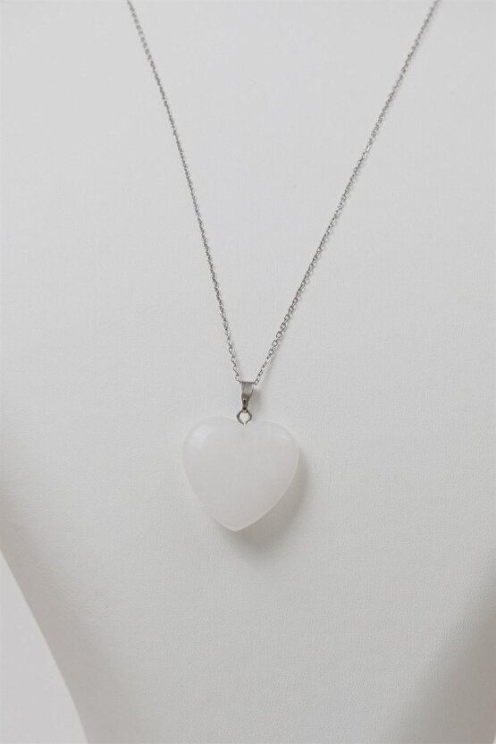 Kristal Kuvars Kalp Doğal Taş Kolye Helsinki