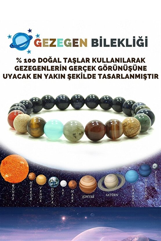 Gezegen Bileklik Güneş Sistemi Doğal Taş Gezegenler Doğal Taş Bileklik