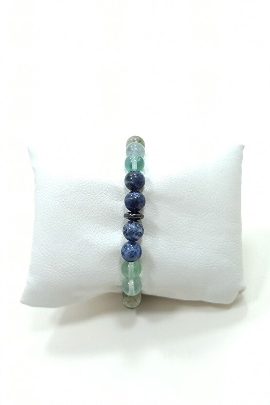 Öğrenci Bilekliği Sodalit Florit Labradorit Hematit Kaplangözü Doğal Taş Bileklik Rio