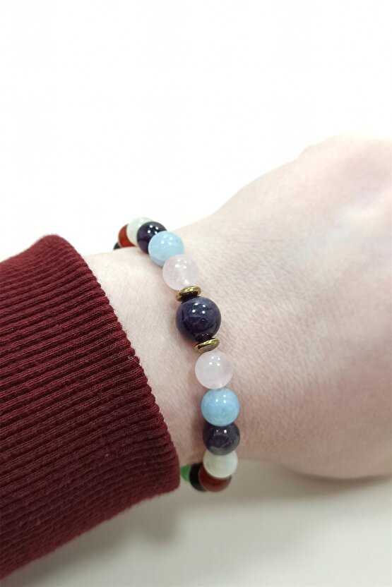 Eşler Arası Uyum Bilekliği Ametist Ay Taşı Doğal Taş Bileklik Moskova